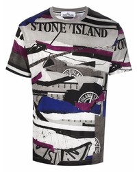 Stone Island Patchwork Print T Shirt