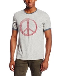 John Varvatos Peace Sign Graphic Ringer Crew Neck T Shirt