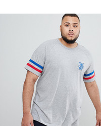 ASOS DESIGN Plus Relaxed T Shirt With Sleeve Stripe Raglan And Text Print