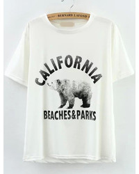 Polar Bear Print White T Shirt