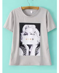 Monroe Print Grey T Shirt