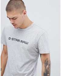 G Star Raw Logo T Shirt In Grey Htr