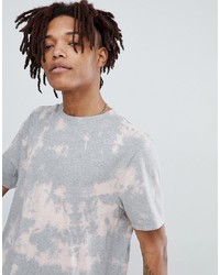 ASOS DESIGN Relaxed Longline T Shirt With Bleach Wash In Grey