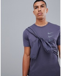 Nike Running Run Division Back Print T Shirt In Grey 923221 081