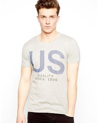 Selected T Shirt With Us Print Gray