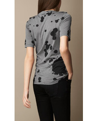 Burberry Silk Cotton Splatter Print T Shirt