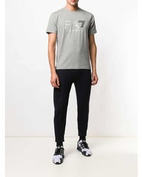 Ea7 Emporio Armani Silver Toned T Shirt