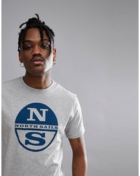North Sails Slim Fit Large Logo T Shirt In Grey Melange