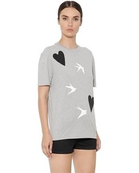 McQ by Alexander McQueen Swallow Printed Heart Cotton T Shirt