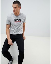 Burton Menswear T Shirt With Nyc Print In Grey