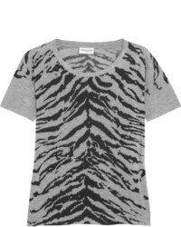 Tiger Print Stretch Jersey T Shirt