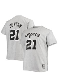 Mitchell & Ness Tim Duncan Heathered Gray San Antonio Spurs Big Tall Hardwood Classics Name Number T Shirt