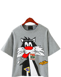 Tom Cat Print Khaki T Shirt
