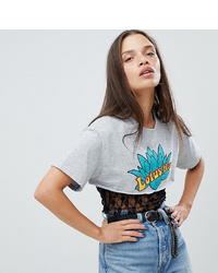 Milk It Vintage Extreme Crop T Shirt With Lace Layer
