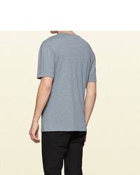 Gucci Washed Cotton Jersey T Shirt With Anchor Crest Print