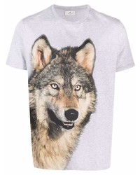 Etro Wolf Print Cotton T Shirt