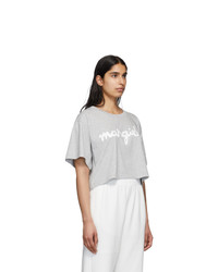 MM6 MAISON MARGIELA Grey Logo Cropped T Shirt