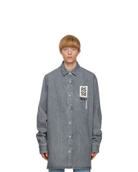 Grey Print Denim Shirt