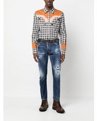 DSQUARED2 Check Print Western Style Shirt