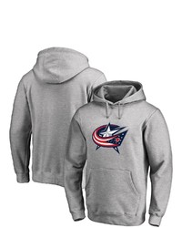 FANATICS Branded Heathered Gray Columbus Blue Jackets Primary Team Logo Fleece Pullover Hoodie In Heather Gray At Nordstrom