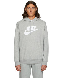 Nike Grey White Fleece Sportswear Club Hoodie