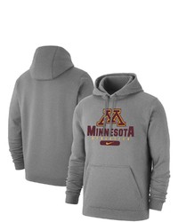Nike Heathered Gray Minnesota Golden Gophers Big Tall Club Stack Fleece Pullover Hoodie In Heather Gray At Nordstrom