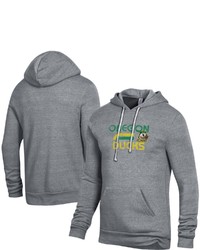 Alternative Apparel Heathered Gray Oregon Ducks Team Stack Challenger Tri Blend Pullover Hoodie In Heather Gray At Nordstrom