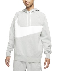 Nike Swoosh Tech Fleece Pullover Hoodie In Dark Greywhitewhite At Nordstrom