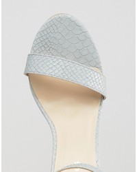 Glamorous Pale Gray Snake Print Two Part Heeled Sandals