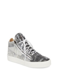 Grey Print High Top Sneakers