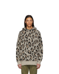 R13 Beige Cashmere Leopard Hoodie