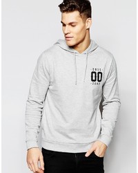 Asos Brand Hoodie With Chest Back Print In Gray