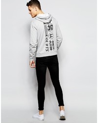 Asos Brand Hoodie With Chest Back Print In Gray