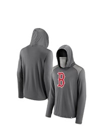FANATICS Branded Gray Boston Red Sox Rally On Transitional Haven Pullover Hoodie With Face Covering