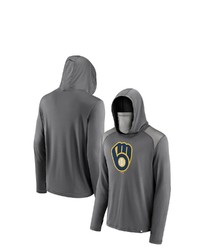 FANATICS Branded Gray Milwaukee Brewers Rally On Transitional Haven Pullover Hoodie With Face Covering
