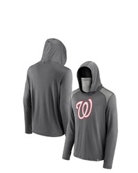 FANATICS Branded Gray Washington Nationals Rally On Transitional Haven Pullover Hoodie With Face Covering
