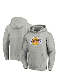 FANATICS Branded Heathered Gray Los Angeles Lakers Team Primary Logo Pullover Hoodie