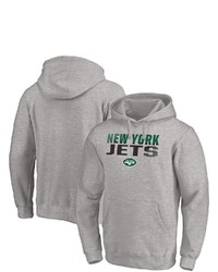FANATICS Branded Heathered Gray New York Jets Fade Out Pullover Hoodie