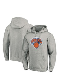 FANATICS Branded Heathered Gray New York Knicks Team Primary Logo Pullover Hoodie