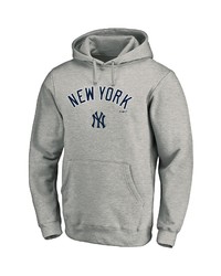 FANATICS Branded Heathered Gray New York Yankees Team Logo Lockup Pullover Hoodie