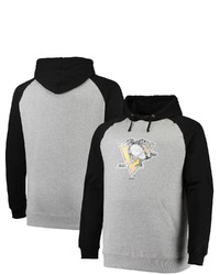 FANATICS Branded Heathered Grayblack Pittsburgh Penguins Big Tall Raglan Pullover Hoodie In Heather Gray At Nordstrom