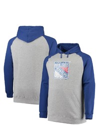 FANATICS Branded Heathered Grayblue New York Rangers Big Tall Raglan Pullover Hoodie In Heather Gray At Nordstrom