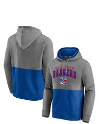 FANATICS Branded Heathered Grayblue New York Rangers Block Party Classic Arch Signature Pullover Hoodie In Heather Gray At Nordstrom