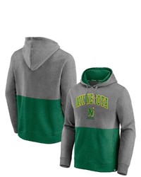 FANATICS Branded Heathered Graykelly Green Minnesota North Stars Block Party Classic Arch Signature Pullover Hoodie In Heather Gray At