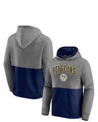 FANATICS Branded Heathered Graynavy Pittsburgh Penguins Block Party Classic Arch Signature Pullover Hoodie In Heather Gray At Nordstrom