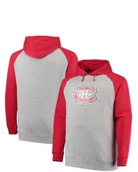 FANATICS Branded Heathered Grayred Montreal Canadiens Big Tall Raglan Pullover Hoodie In Heather Gray At Nordstrom