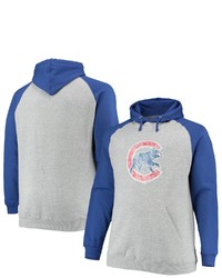 FANATICS Branded Heathered Grayroyal Chicago Cubs Big Tall Raglan Pullover Hoodie In Heather Gray At Nordstrom