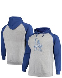 FANATICS Branded Heathered Grayroyal Los Angeles Dodgers Big Tall Raglan Pullover Hoodie In Heather Gray At Nordstrom
