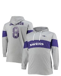 FANATICS Branded Lamar Jackson Heathered Gray Baltimore Ravens Big Tall Player Name Number Pullover Hoodie In Heather Gray At Nordstrom