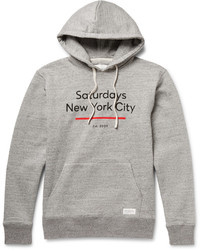 Saturdays Nyc Ditch Standard Underline Printed Loopback Cotton Jersey Hoodie